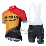 Bahrain Mclaren Ropa Ciclismo Culotte Corto 2020 Mangas Cortas Rojo Naranja Negro