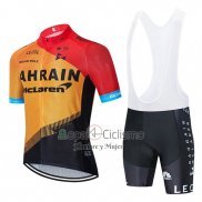 Bahrain Mclaren Ropa Ciclismo Culotte Corto 2020 Mangas Cortas Rojo Naranja Negro