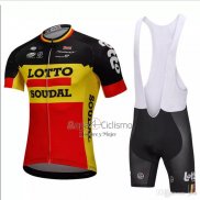 Lotto Soudal Ropa Ciclismo Culotte Corto 2018 Mangas Cortas Negro y AMarillo