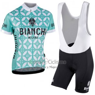 Bianchi Ropa Ciclismo Culotte Corto 2017 Mujer Mangas Cortas Verde y Blanco