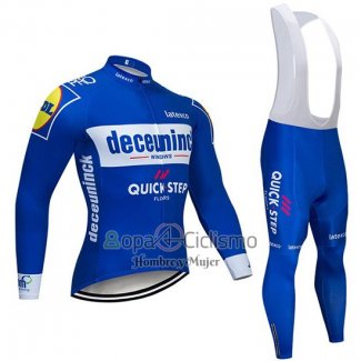 Deceuninck Quick Step Ropa Ciclismo Culotte Largo 2019 Mangas Largas Azul Blanco