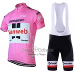 Sunweb Ropa Ciclismo Culotte Corto 2018 Mangas Cortas Rosa y Blanco