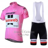 Sunweb Ropa Ciclismo Culotte Corto 2018 Mangas Cortas Rosa y Blanco