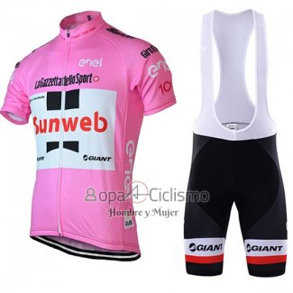 Sunweb Ropa Ciclismo Culotte Corto 2018 Mangas Cortas Rosa y Blanco