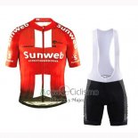 Sunweb Ropa Ciclismo Culotte Corto 2019 Mangas Cortas Naranja Blanco