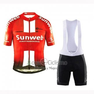 Sunweb Ropa Ciclismo Culotte Corto 2019 Mangas Cortas Naranja Blanco