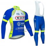 Wanty-gobert Ciclismo Team Ropa Ciclismo Culotte Largo 2021 Mangas Largas Azul Blanco AMarillo