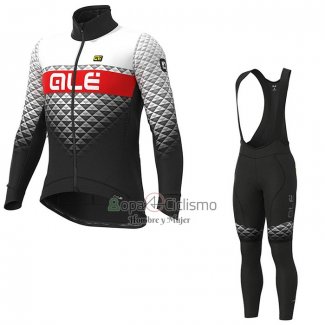 Ale Ropa Ciclismo Culotte Largo 2021 Hombre Mangas Largas Blanco Negro Rojo