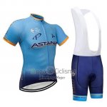 Astana Ropa Ciclismo Culotte Corto 2018 Mangas Cortas APagado Azul