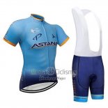 Astana Ropa Ciclismo Culotte Corto 2018 Mangas Cortas APagado Azul