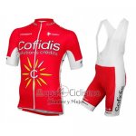 Cofidis Ropa Ciclismo Culotte Corto 2016 Mangas Cortas Rojo y Blanco