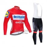 Deceuninck Quick Step Ropa Ciclismo Culotte Largo 2020 Mangas Largas Rojo Blanco