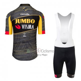Jumbo Visma Ropa Ciclismo Culotte Corto 2021 Mangas Cortas Negro AMarillo