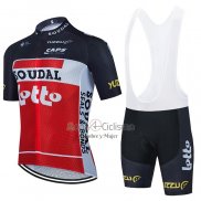 Lotto Soudal Ropa Ciclismo Culotte Corto 2021 Mangas Cortas Negro Blanco Rojo