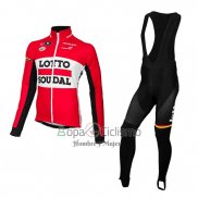 Lotto Soudal Ropa Ciclismo Culotte Largo 2015 Mangas Largas Rojo y Negro