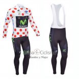 Movistar Lider Ropa Ciclismo Culotte Largo 2013 Hombre Mangas Largas Blanco y Rojo