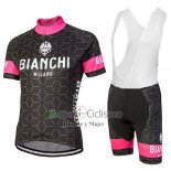 Bianchi Nevola Ropa Ciclismo Culotte Corto 2018 Mujer Mangas Cortas Negro y Rosa