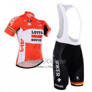 Lotto Soudal Ropa Ciclismo Culotte Corto 2015 Mangas Cortas Blanco Rojo