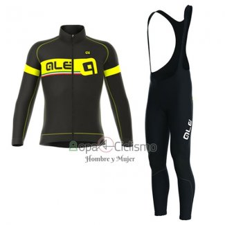 Ale Ropa Ciclismo Culotte Largo 2017 Hombre Mangas Largas Negro y AMarillo