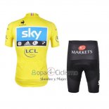 Sky Lider Ropa Ciclismo Culotte Corto 2012 Hombre Mangas Cortas Azur y AMarillo