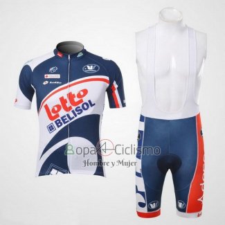 Lotto Belisol Ropa Ciclismo Culotte Corto 2012 Mangas Cortas Blanco y Azul
