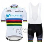 Uci Mondo Campione Movistar Ropa Ciclismo Culotte Corto 2019 Hombre Mangas Cortas Blanco Blu Uci Mondo Campione Movistar Ropa Ciclismo Culotte Corto 2019 Hombre Mangas Cortas Blanco Blu
