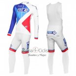 Fdj Ropa Ciclismo Culotte Largo 2016 Mangas Largas Blanco y Azul