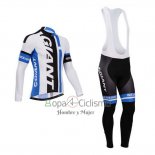Giant Ropa Ciclismo Culotte Largo 2014 Hombre Mangas Largas Blanco y Azur