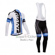 Giant Ropa Ciclismo Culotte Largo 2014 Hombre Mangas Largas Blanco y Azur