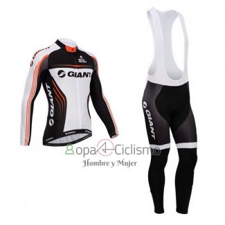 Giant Ropa Ciclismo Culotte Largo 2014 Hombre Mangas Largas Blanco y Negro