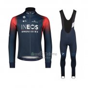 Ineos Grenadiers Ropa Ciclismo Culotte Largo 2023 Mangas Largas Negro Rojo