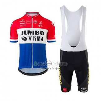 Jumbo Visma Ropa Ciclismo Culotte Corto 2020 Mangas Cortas Rojo Blanco Azul