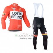 Lotto Soudal Ropa Ciclismo Culotte Largo 2019 Mangas Largas Naranja Blanco