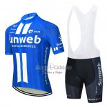Sunweb Ropa Ciclismo Culotte Corto 2020 Mangas Cortas Azul Blanco