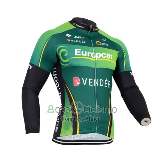 Europcar Ropa Ciclismo Culotte Largo 2014 Hombre Mangas Largas Negro y Verde