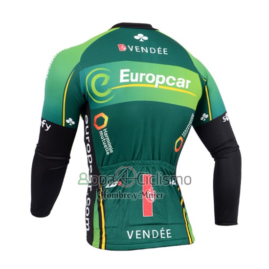 Europcar Ropa Ciclismo Culotte Largo 2014 Hombre Mangas Largas Negro y Verde