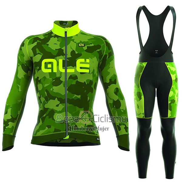 Ale Camo Ropa Ciclismo Culotte Largo 2017 Hombre Mangas Largas Verde y AMarillo