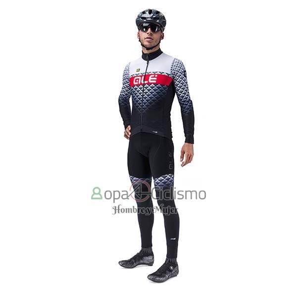Ale Ropa Ciclismo Culotte Largo 2020 Hombre Mangas Largas Blanco Negro