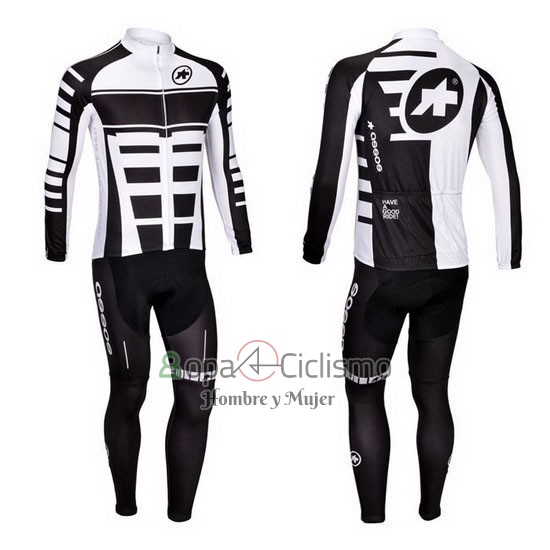 Assos Ropa Ciclismo Culotte Largo 2013 Hombre Mangas Largas Blanco y Negro