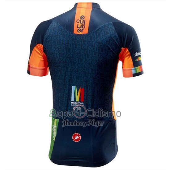 Castelli Maratona Dles Dolomites-Enel Ropa Ciclismo Culotte Corto 2018 Hombre Mangas Cortas Azul Naranja
