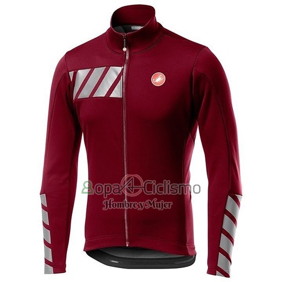 Castelli Raddoppia 2 Ropa Ciclismo Culotte Largo 2019 Hombre Mangas Largas Rojo Plata