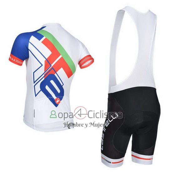 Castelli Ropa Ciclismo Culotte Corto 2014 Hombre Mangas Cortas Blanco y Azul