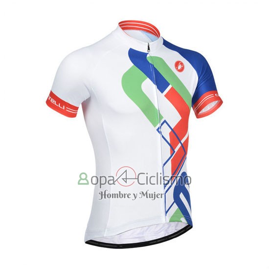 Castelli Ropa Ciclismo Culotte Corto 2014 Hombre Mangas Cortas Blanco y Azul