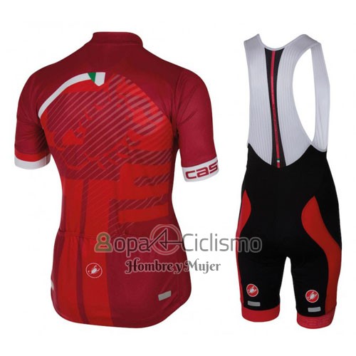 Castelli Ropa Ciclismo Culotte Corto 2016 Hombre Mangas Cortas Rojo y Blanco