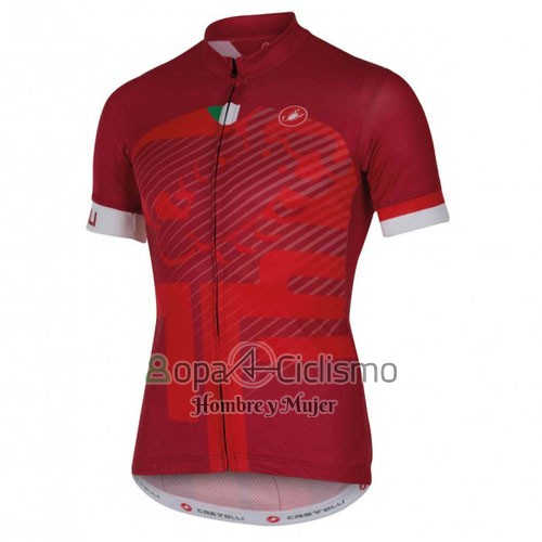 Castelli Ropa Ciclismo Culotte Corto 2016 Hombre Mangas Cortas Rojo y Blanco