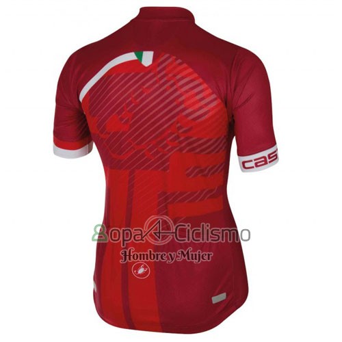 Castelli Ropa Ciclismo Culotte Corto 2016 Hombre Mangas Cortas Rojo y Blanco