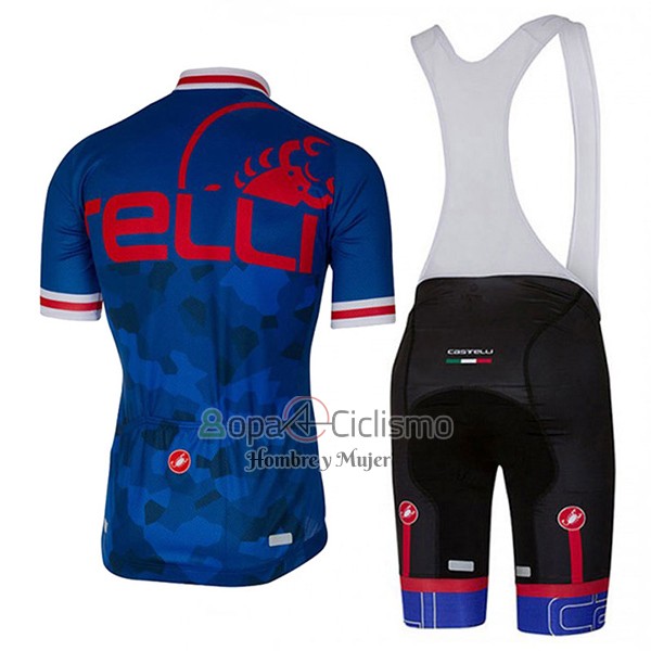 Castelli Ropa Ciclismo Culotte Corto 2017 Hombre Mangas Cortas Azul y Rojo