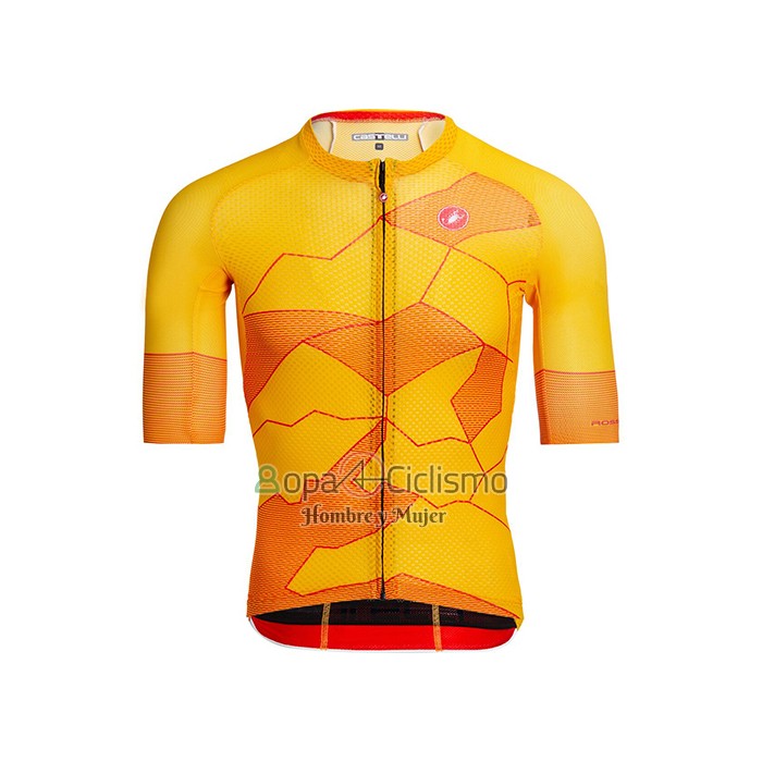 Castelli Ropa Ciclismo Culotte Corto 2021 Hombre Mangas Cortas AMarillo Naranja