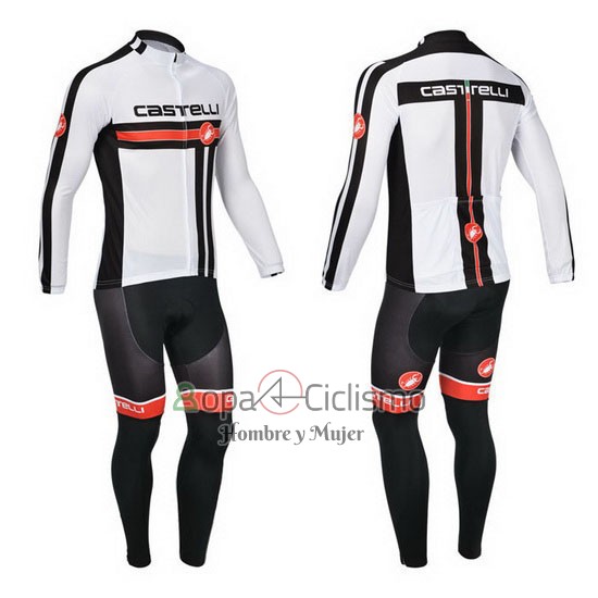 Castelli Ropa Ciclismo Culotte Largo 2013 Hombre Mangas Largas Blanco