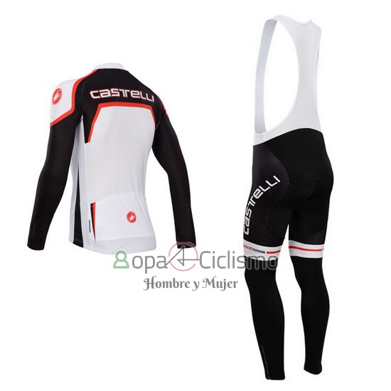 Castelli Ropa Ciclismo Culotte Largo 2014 Hombre Mangas Largas Negro y Blanco